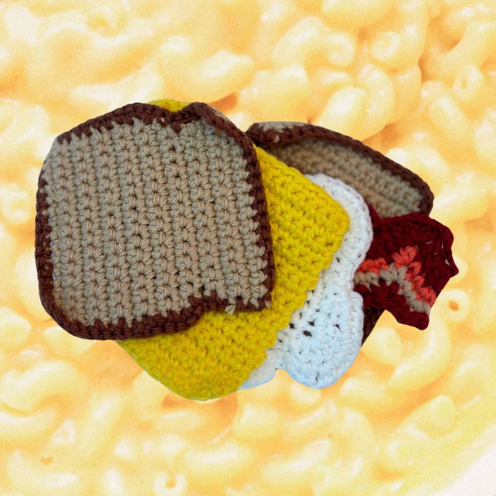 KNIT BACON, EGG, & CHEESE COASTER SET